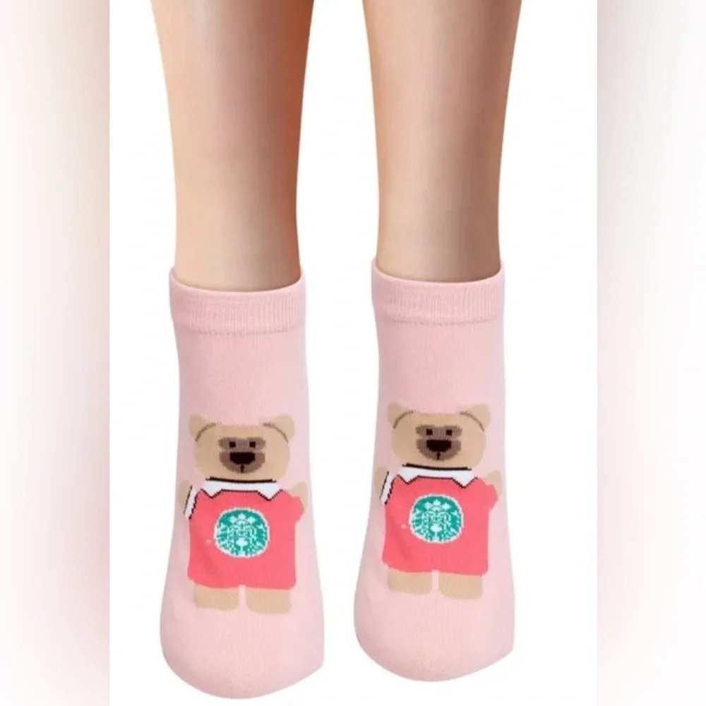 Latte Love: Starbucks Barista Bear - No Show Ankle Socks